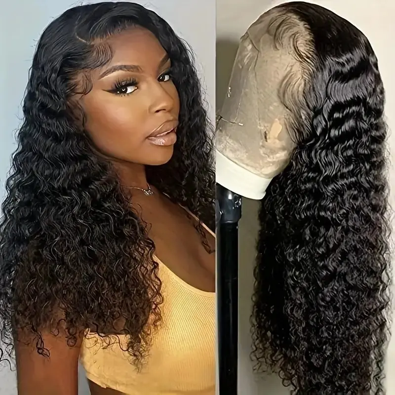 Rosabeauty Deep Wave HD 13X6 Transparent Water Wave Lace Frontal Wigs 30 40 Inch 13X4 Front Human Hair Wigs 150 180 Density