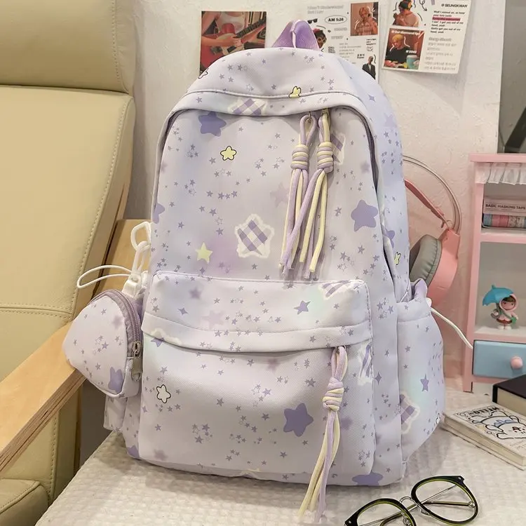 High Aesthetic Value Lightweight Dual-Shoulder Backpack for High School Girls Large Capacity Reduced Burden School Bag