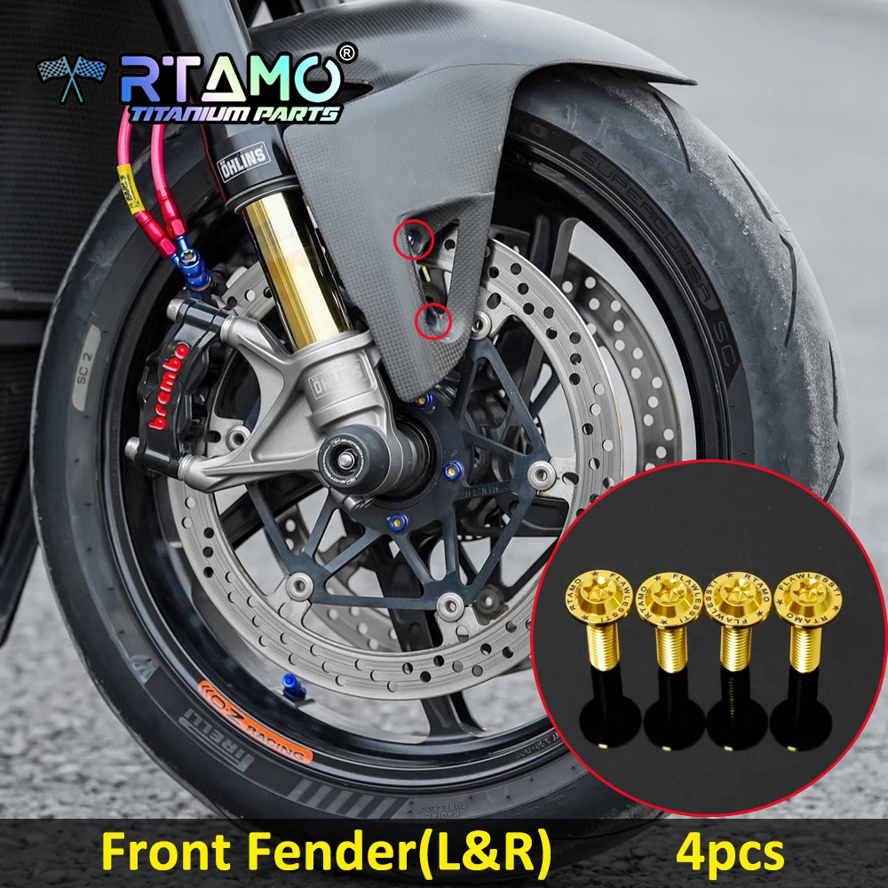 RTAMO Gr5 Titanium Bolt T-Post Pump Mounted Oil Cup Holder Battery Cover Front Fender Brake Disc for Ducati Streetfighter V4