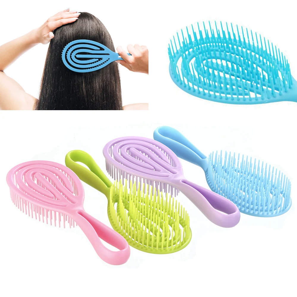 1Pcs Detangling Hair Brush Edge Head Massager Scalp Wet Anti-Frizz Hairbrush Curly Hairdresser Combs Women Salon Styling Tools