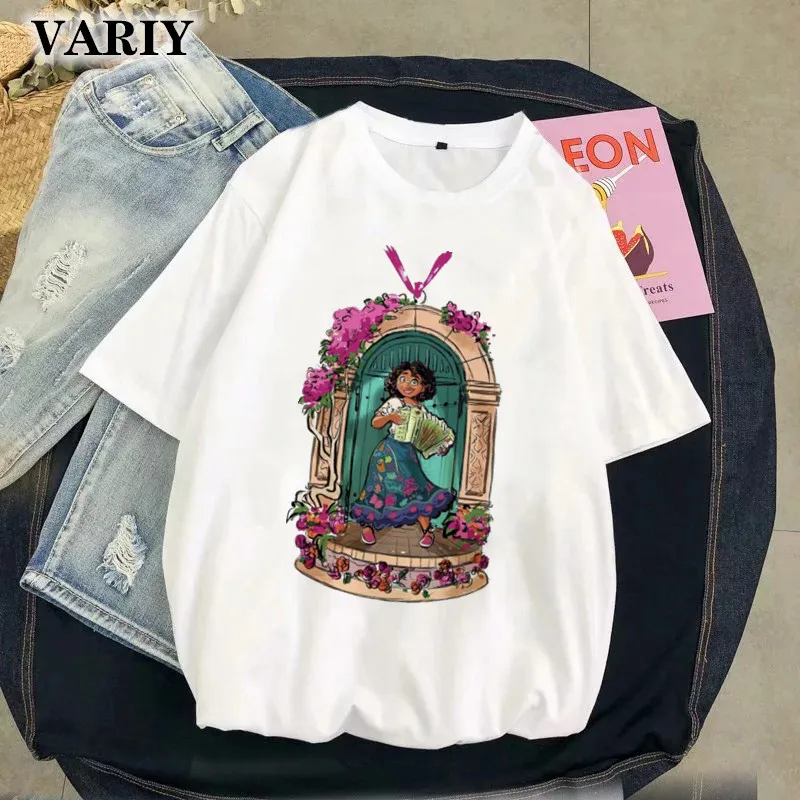 New Encanto Mirabel Graphic Print T Shirt Women Summer Casual Round Neck Cartoon Short Sleeve Streetwear Fashion Harajuku Tee