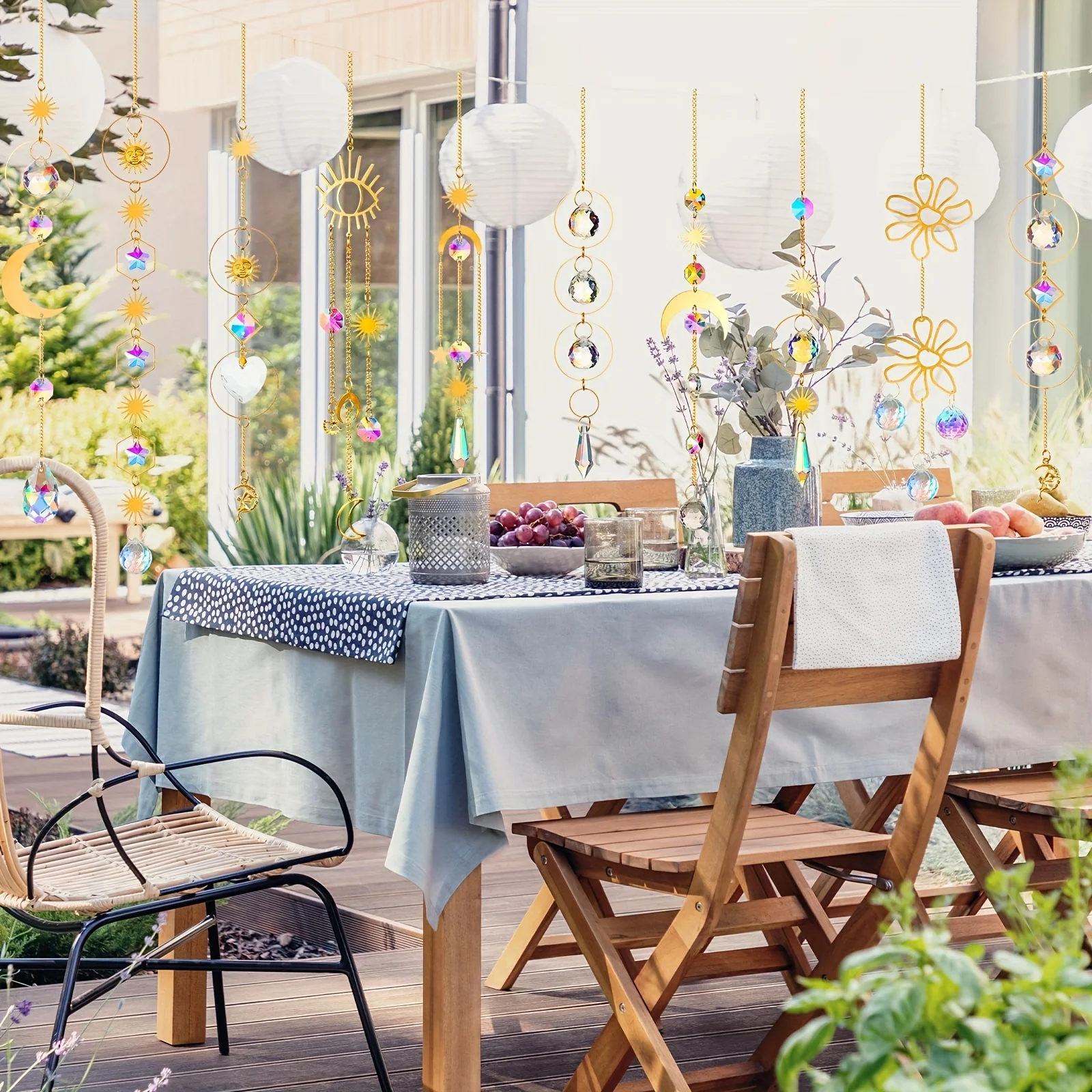 16 قطعة بلورات sunالماسك معلقة الشمس الماسك حديقة معلقة بلورات المنشور ضوء الماسك كريستال نافذة الشمس الماسك الثريا