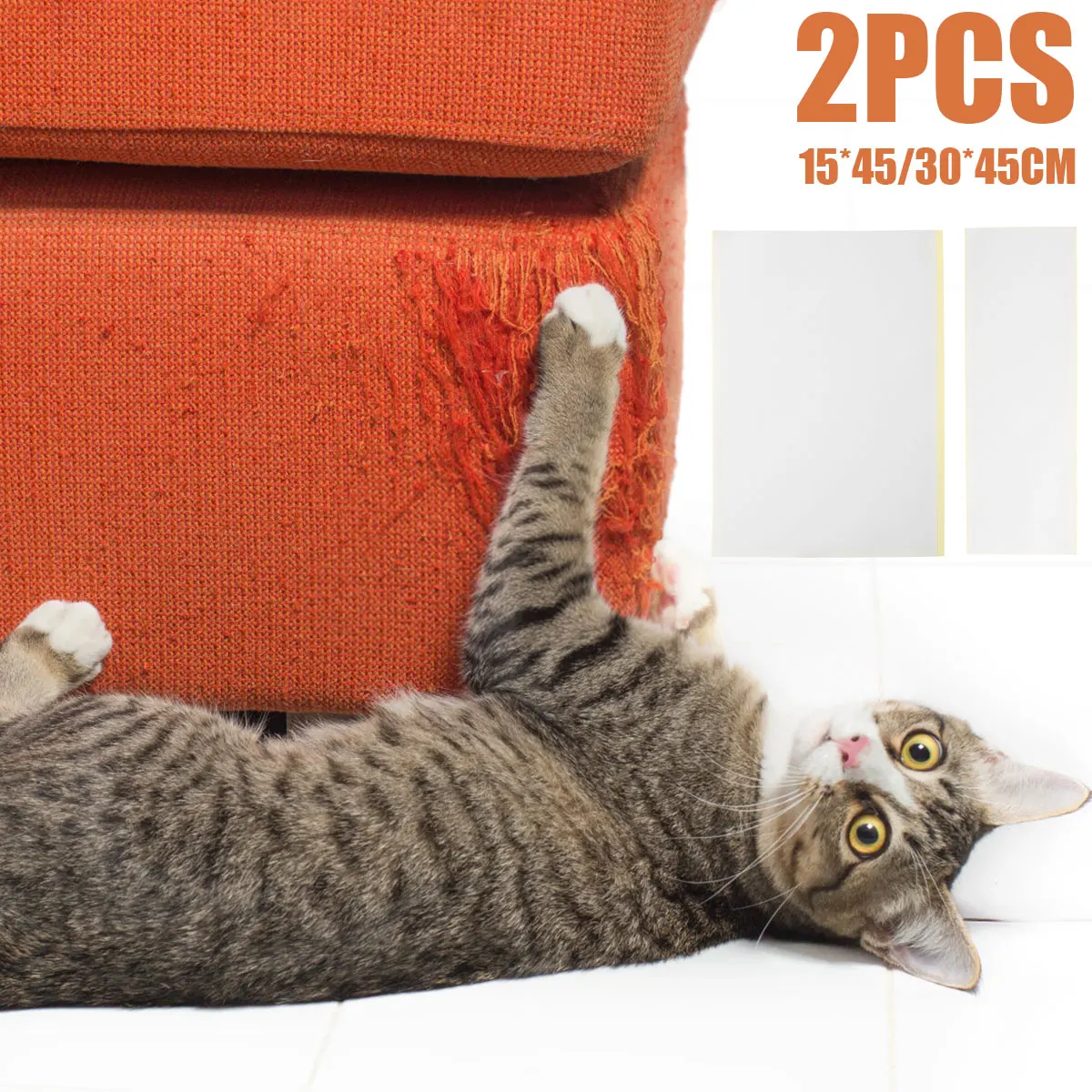 2Pcs Cat Scratcher Sofa Scraper Deterrent Tape Cat Couch Furniture Protector Self-Adhesive Cat Scratching Pad Protection Cover