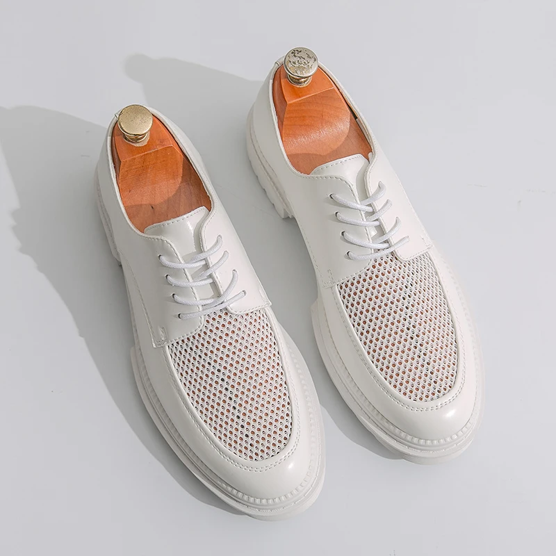 Mesh Surface Casual Shoes Men Luxury White Oxford Shoes Fashion Designer All-Match Four Seasons Retro Low Top Walking Mens Shoes