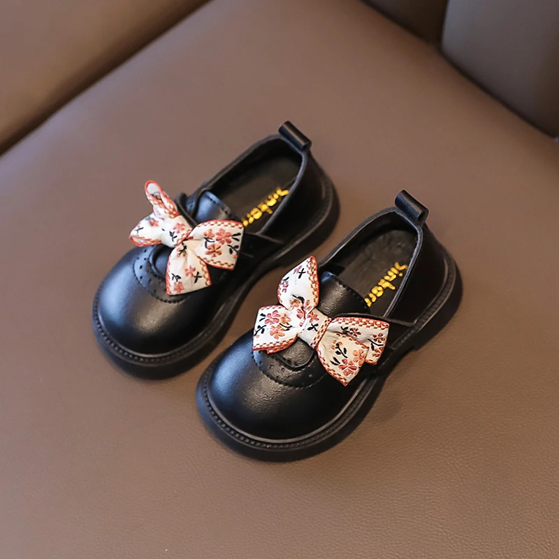 

Spring Children's Leather Shoes Embroidery Bowknot Kids Mary Jane Shoes School Thick Bottom Girls Princess Single Shoes