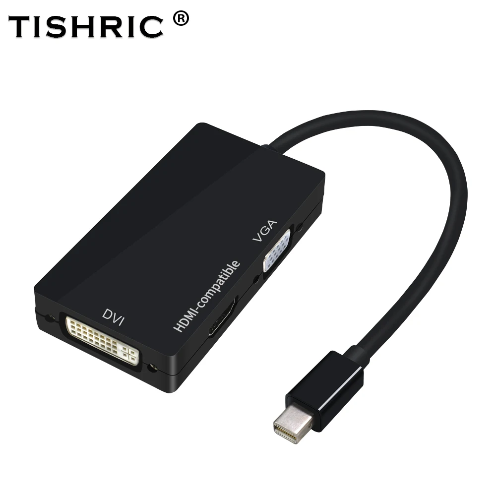 TISHRIC 3 in 1 Mini DP To HDMI-compatible VGA DVI Adapter Mini DP Cable Converter For MacBook Pro Air Mini 1080P DisplayPort