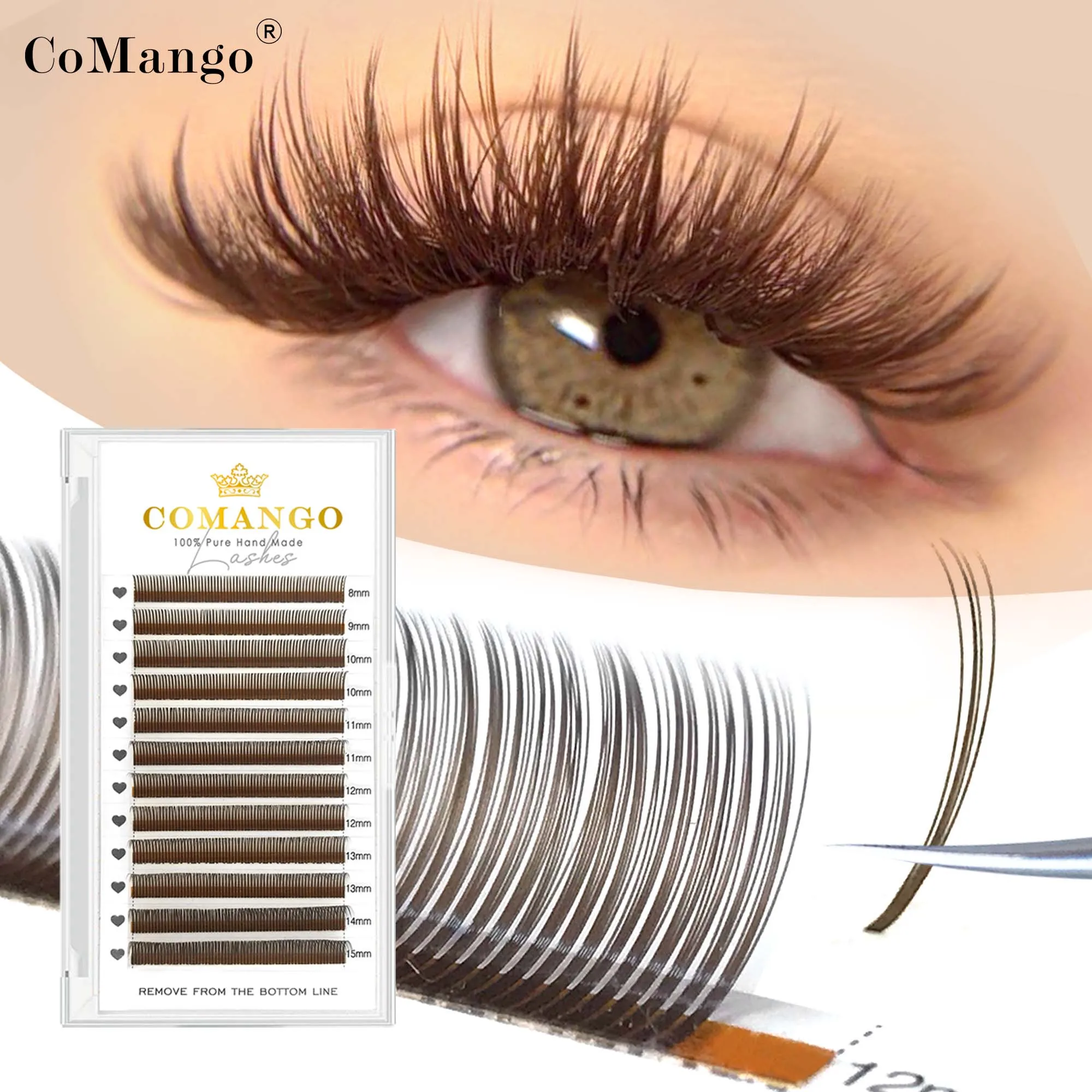 CoMango 5D Brown Russia Volume Spikes Fairy Flora Mink Eyelash Extension Grafting Individual Easy Fan False Eyelashes Wholesale