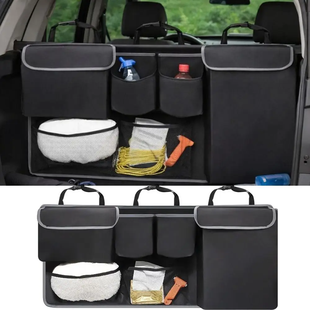 

Durable Oxford Cloth Car Trunk Storage Bag Multiple Pockets Folding Design Rear Seat Organizer SUV Trunk Organizer SUV Truck