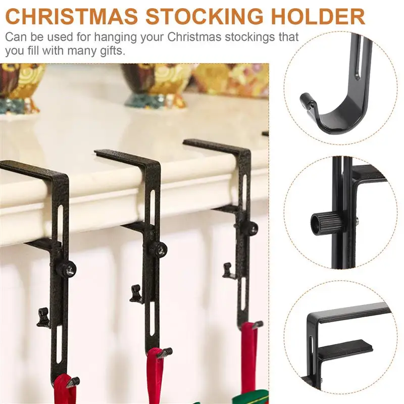 Christmas Stocking Holders Scalable Fireplace Stocking Hooks Adjustable Mantle Stocking Garland Hanger Hooks universal home hook