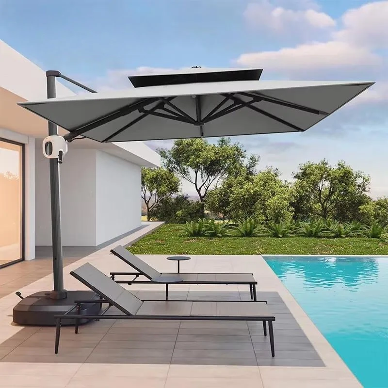 New Design Windproof Parasols Outdoor Garden Sun-resistant Umbrella with Base for Hotels Villas Courtyards Parks