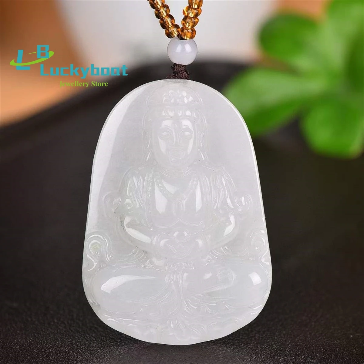 Natural Tianshan Cui Ji Xiang Holding Guanyin Pendant Simple and Generous Personalized Ethnic Versatile for Men and Women