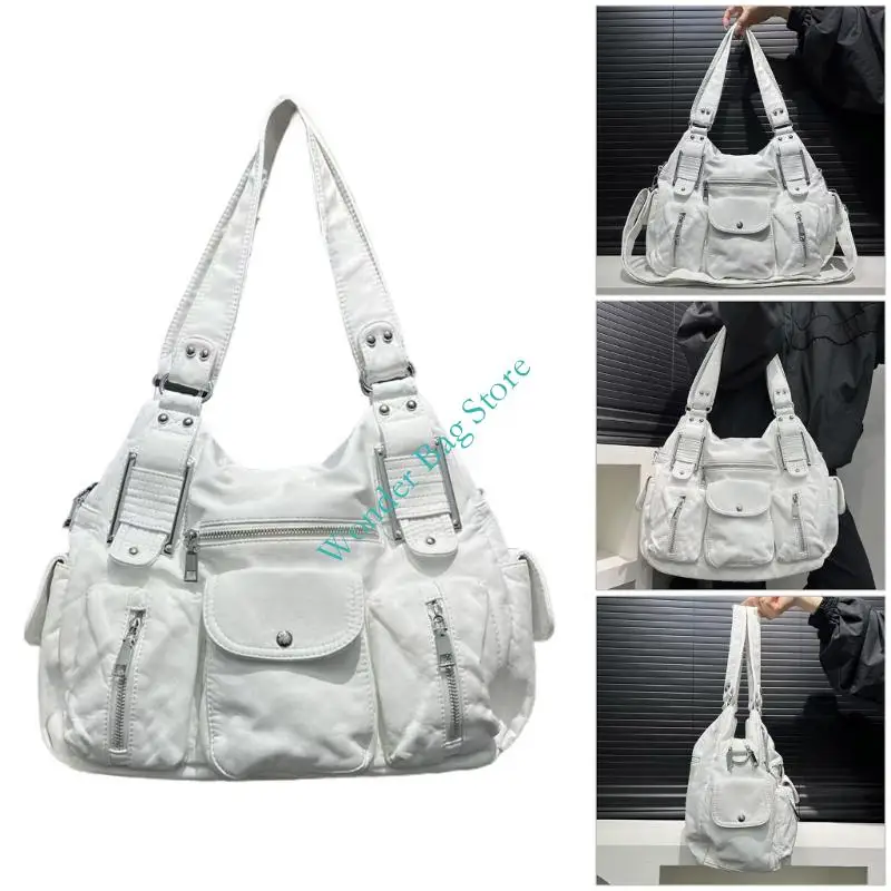 

H3CB Просторная трансформируемая сумка на плечо в стиле панк Премиум из искусственной кожи Женская сумка Модная сумка подмышки в