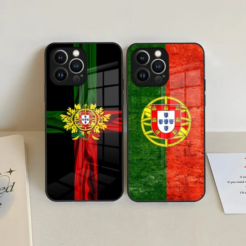 Portugal National Flag Phone Case Tempered Glass For IPhone 15 13 14 12 11 Pro XS Max Plus Mini X XR 8 7 6s SE2020 Cover