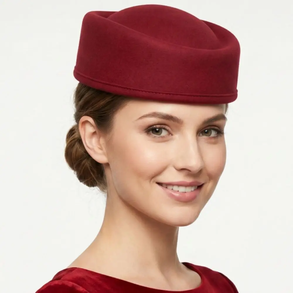 Teardrop Hat Vintage Topper Hat Retro Solid Color Pillbox Hat Elegant Charm Airline Stewardess Caps Live Show
