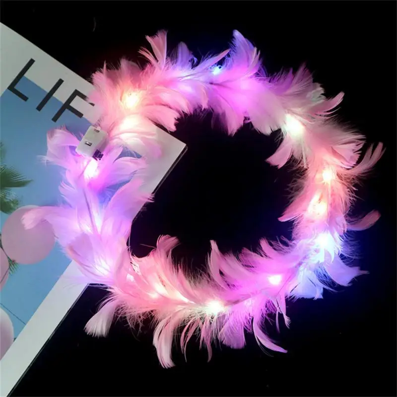 10style Flower Crown Led Feather Crown Headband Luminous Light Up Feather Angel Crown Wreath Headbands Wedding Festival Party