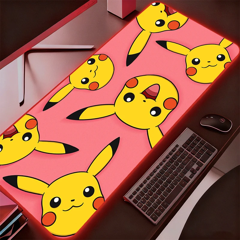 RGB Mouse Pad Pokemon Pikachu Gaming White Accessories Computer Keyboard Gamer Designed Specifically Backlight LED Mousepad