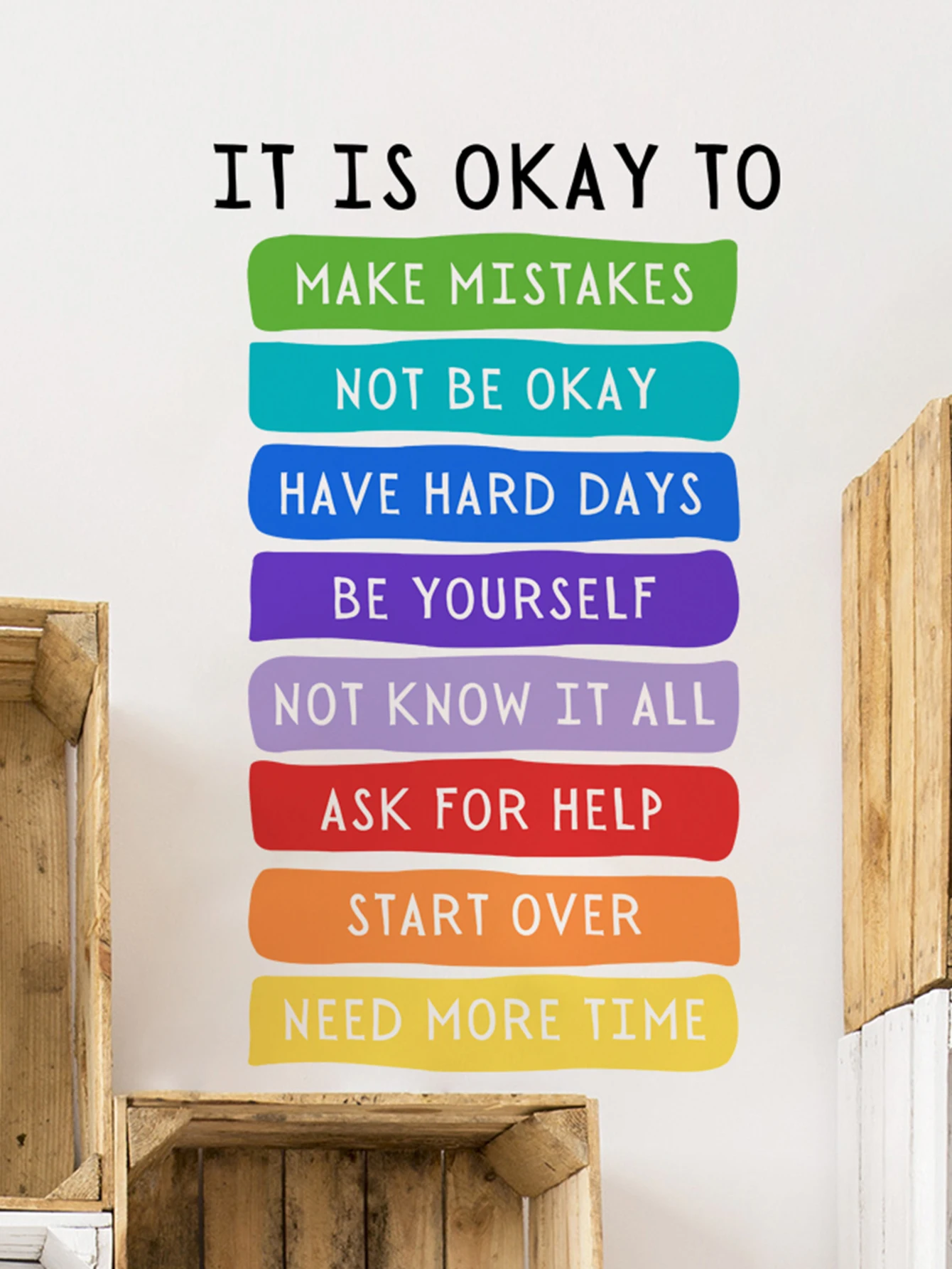 It\'s Okay to Not be Okay Poster, Motivational Kids Art, Classroom Posters Quotes, Educational Wall Art, Playroom Wall Art Decor