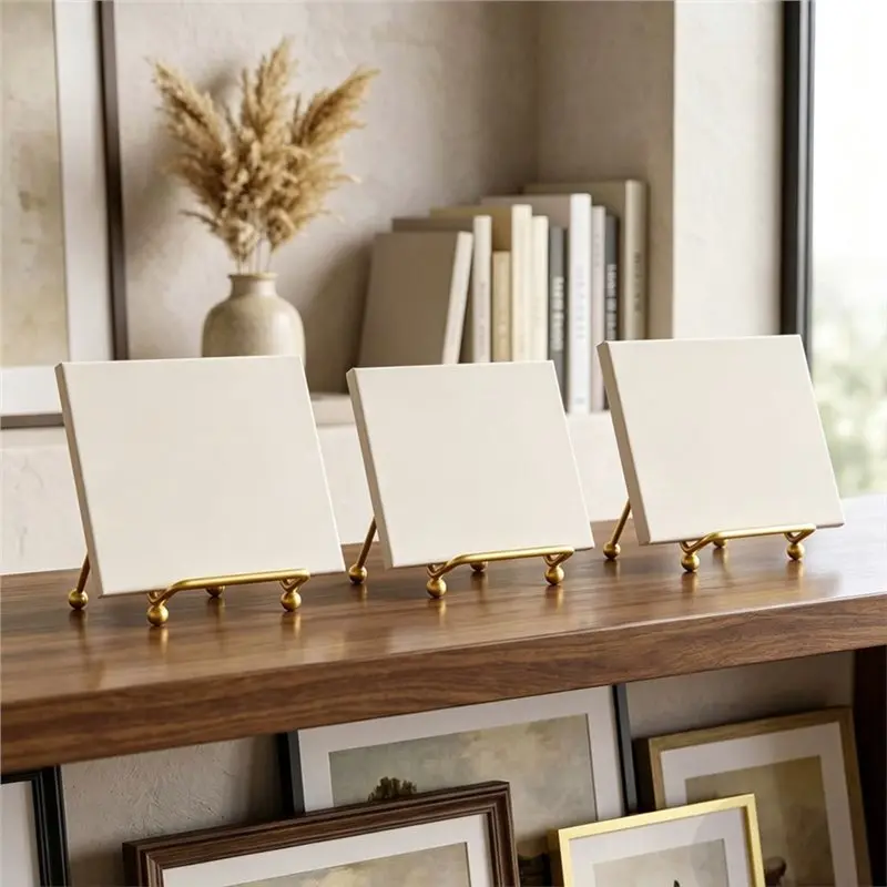 ABKP-Small Gold Plate Holder Display Mini Metal Frame Stand For Picture, Book, Collectibles Wire Plate Stands