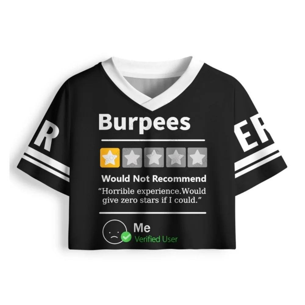 Ladies' Fitness Exercise, Trendy, Y2K， Female Power, Printed T-shirt, Women's Umbilical V-neck Spicy Girl Dress