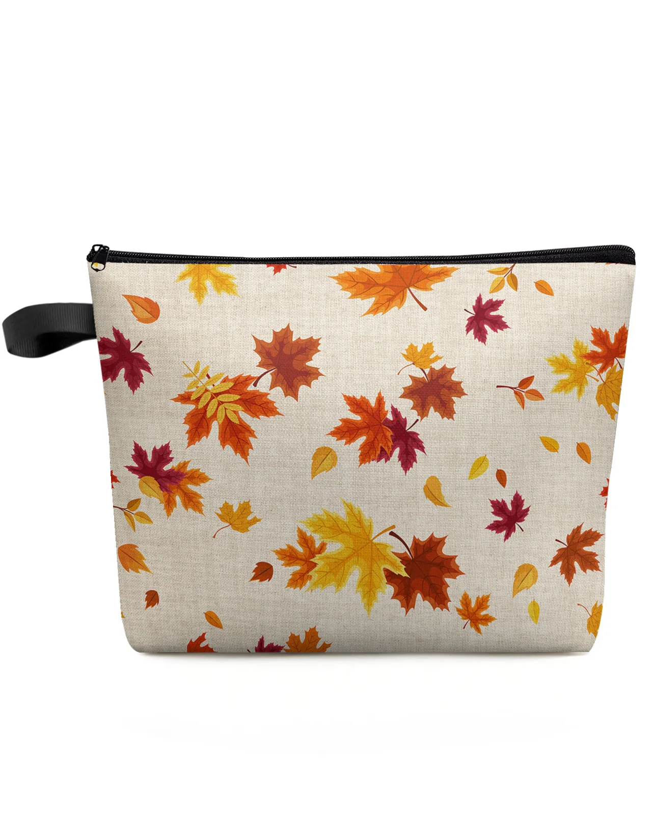 Autumn Maple Leaves Large Capacity Travel Cosmetic Bag Portable Makeup Storage Pouch Women Waterproof Pencil Case