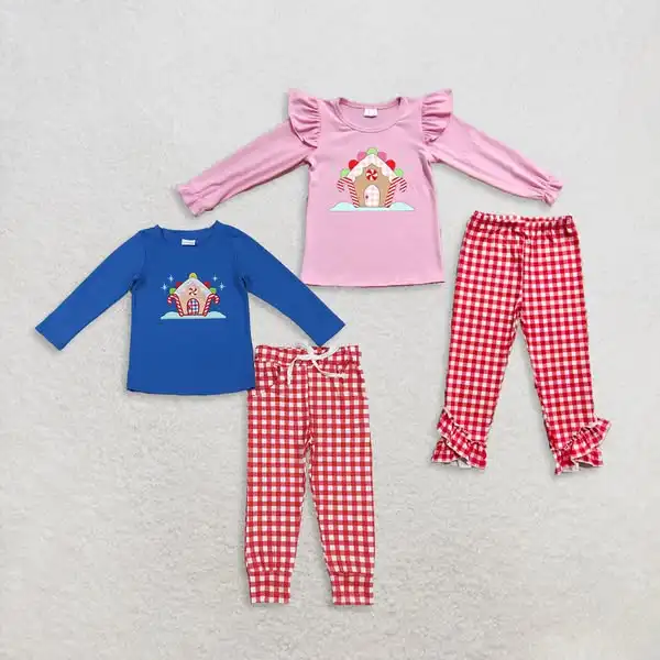 

Sibling Candy House Boys Girls Christmas Outfits Wholesale Boutique Toddlers High Quality Baby Clothing