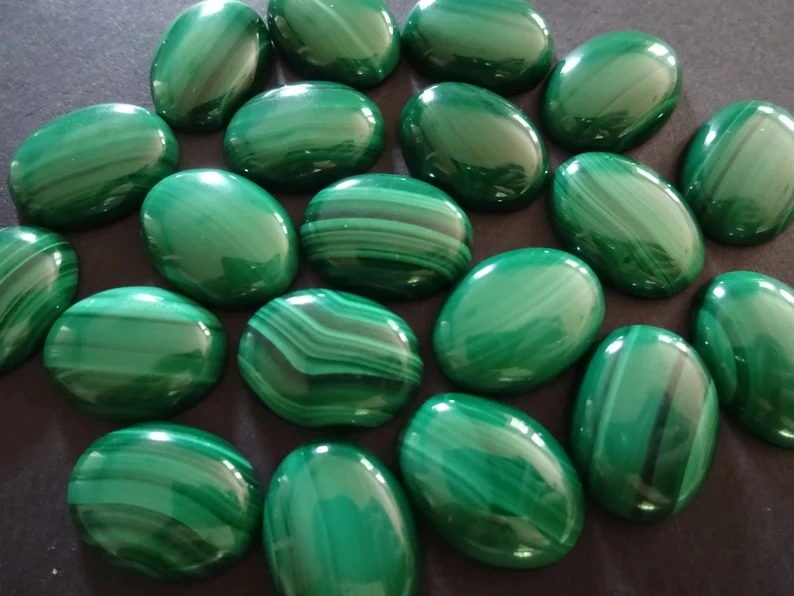 Wholesale 2ps/lot Natural Malachite Bead 8x10mm 10x14mm 12x16mm 13x18mm 15x20mm,30x40mm Oval Gemstone Cabochon Ring Face