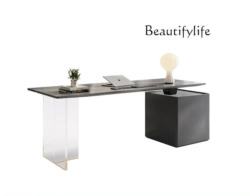 Light luxury rock slab desk home writing desk modern simple designer suspended office desk