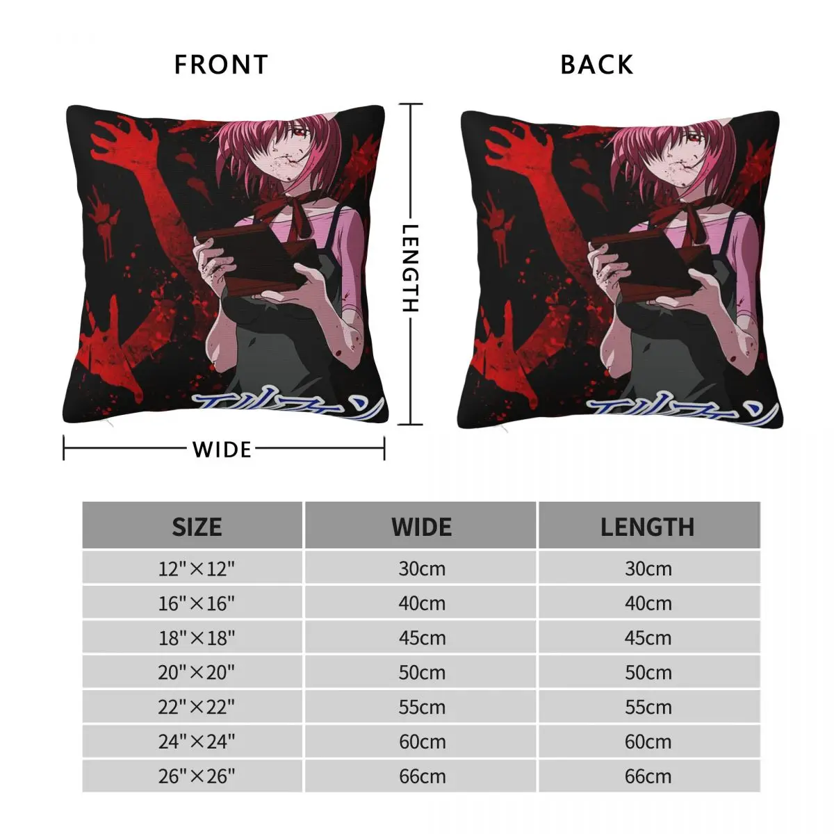 The Girl Escape Dark Fiction Elfen Lied Anime Square Pillowcase Cushion Cover Pillow Case Throw Pillow Cover for Home Bedroom