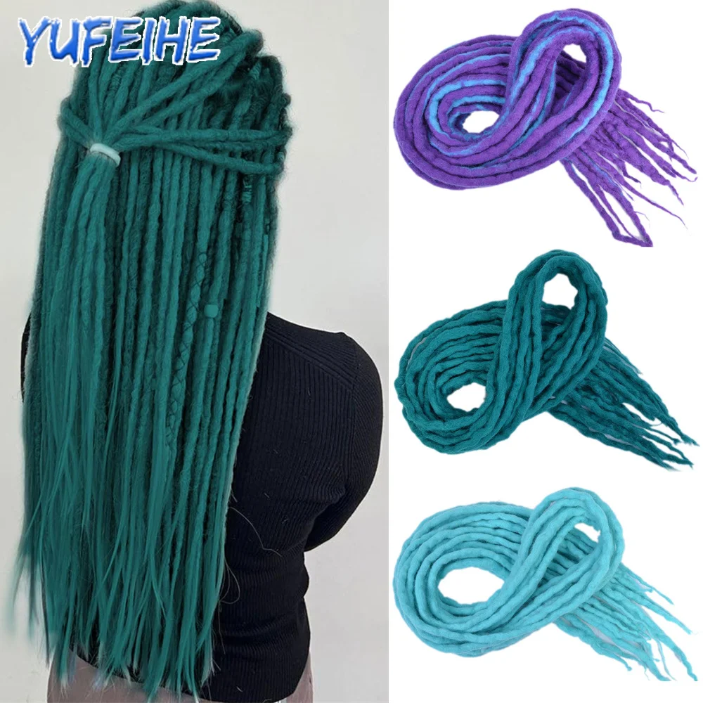 Rastas de pelo de lana suave, extensiones de cabello de color púrpura claro, sintético, de fieltro, de Nepal, de doble extremo, para peinados de Reggae, color rosa Hippie