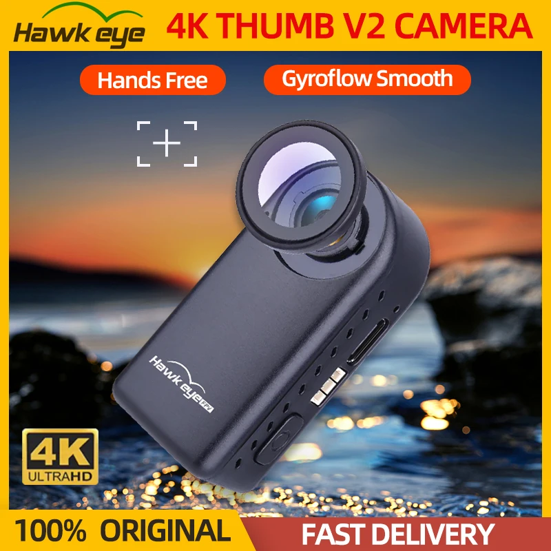 NEW Hawkeye 4K Thumb 2.0 V2 II FPV Camera Gyroflow Video Smooth 5-23V Built-in Battery Support WIFI For RC Airplane FPV Drone