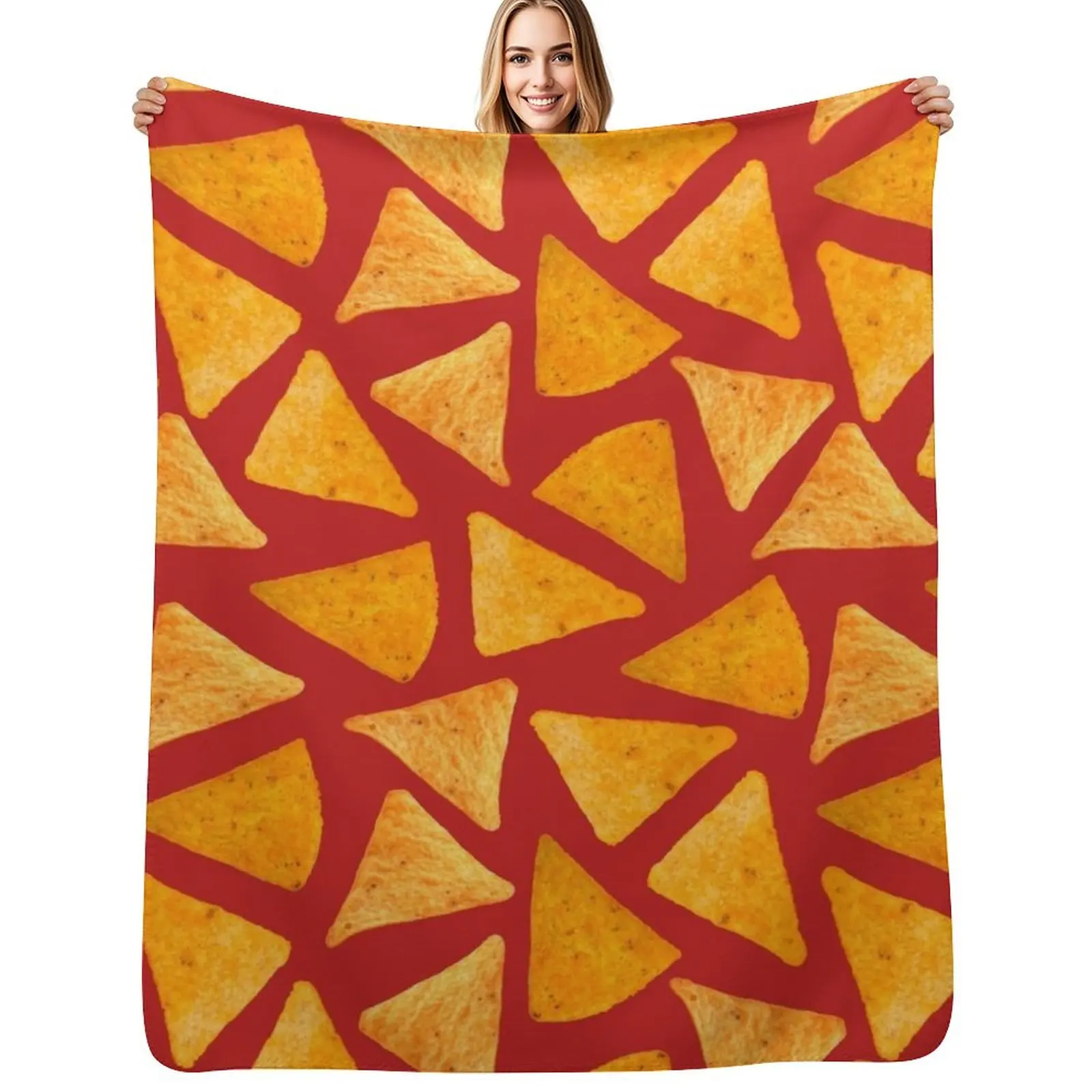 Orange Chips - Red Throw Blanket Elegant Warm Throw Blanket for Hotel Home