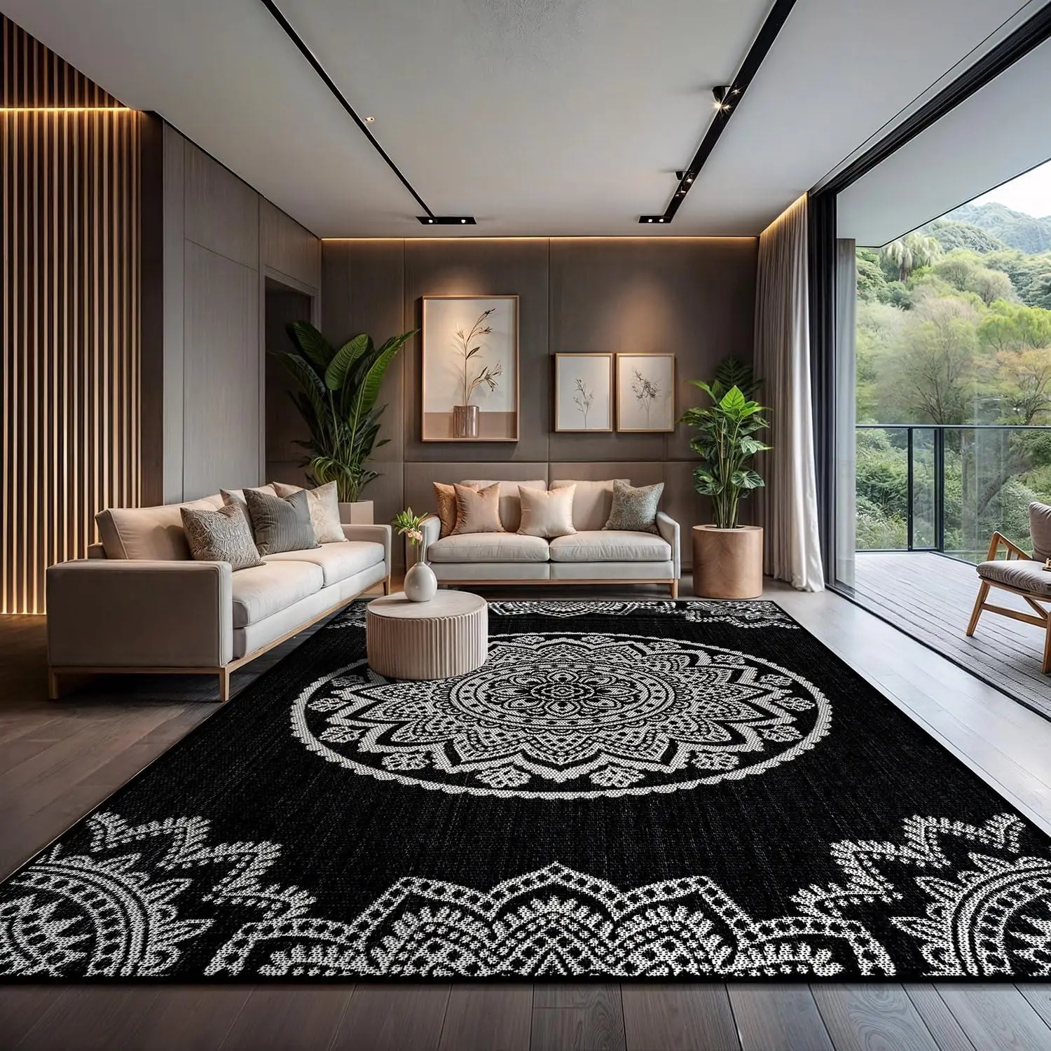 

Outdoor Rug 10x14 Modern Large Area Rugs for Indoor and Outdoor Patios and Porches - Washable Non-Shedding Easy-to-Clean Outs
