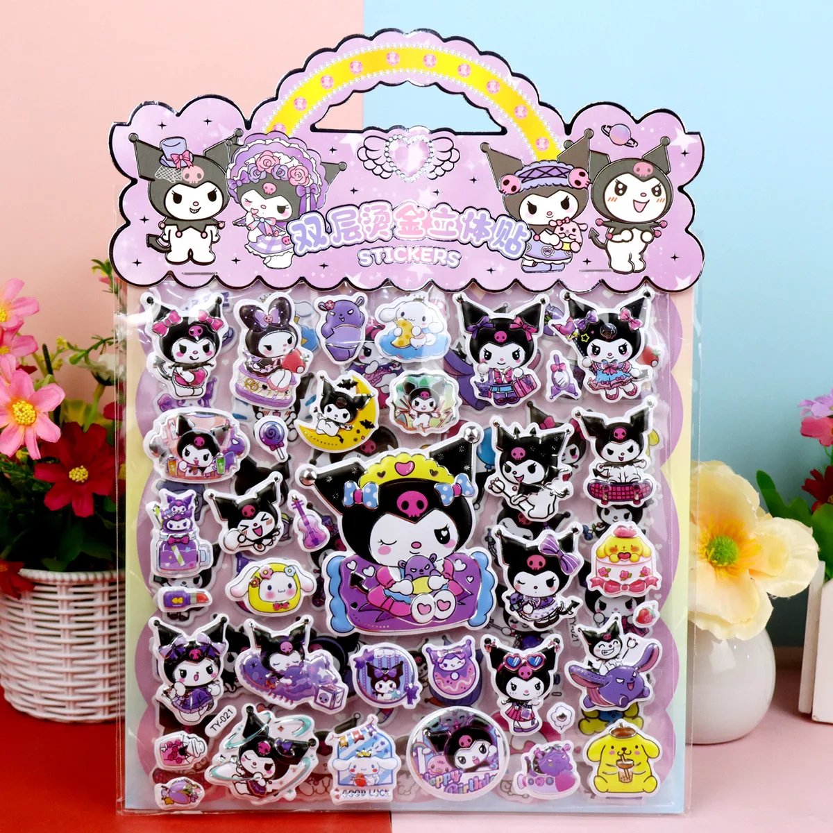 Sanrio – autocollants de marquage à chaud Double couche, dessin animé, groupe elfe ciel, autocollants à bulles 3D, peinture adhésive