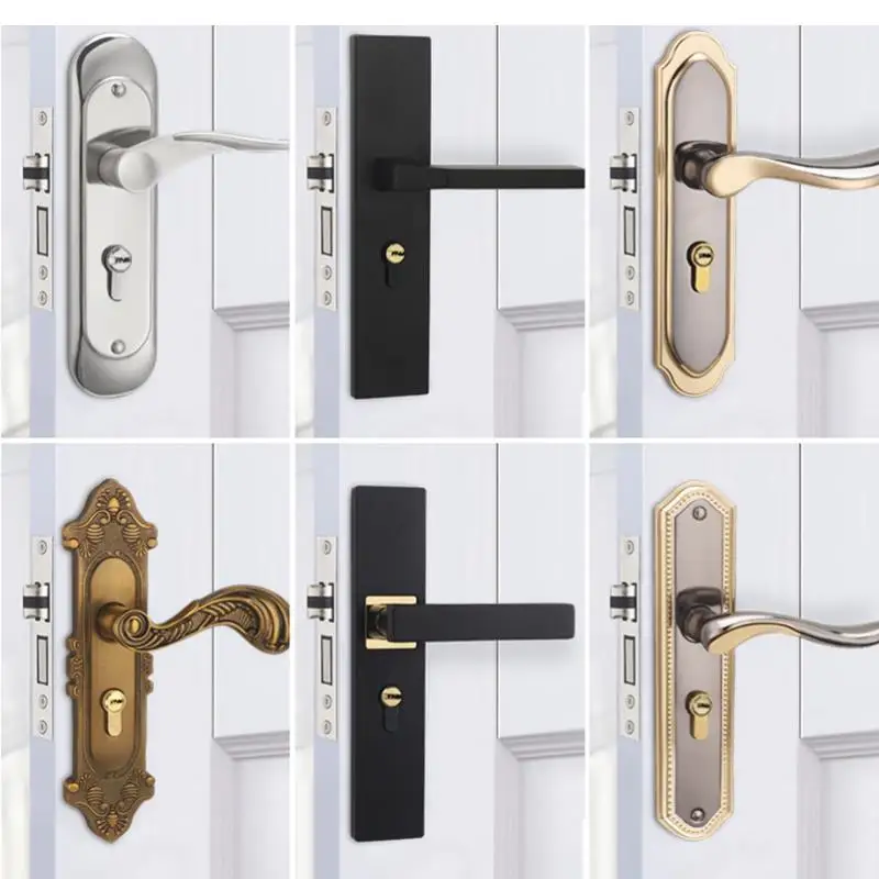 

Европейский замок, дверная ручка, защита от кражи, бесшумный универсальный замок из трех частей для интерьера спальни