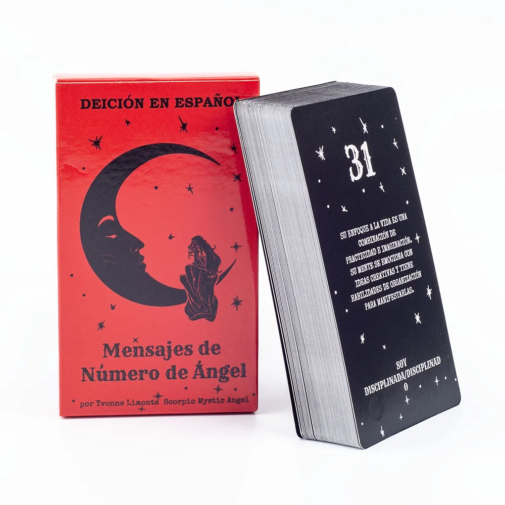 Mensajes de Número de Ángel 54Pcs Spanish Version Fate Divination Tarot Card FortuneTelling Card Games Party Board Game 10.3*6CM