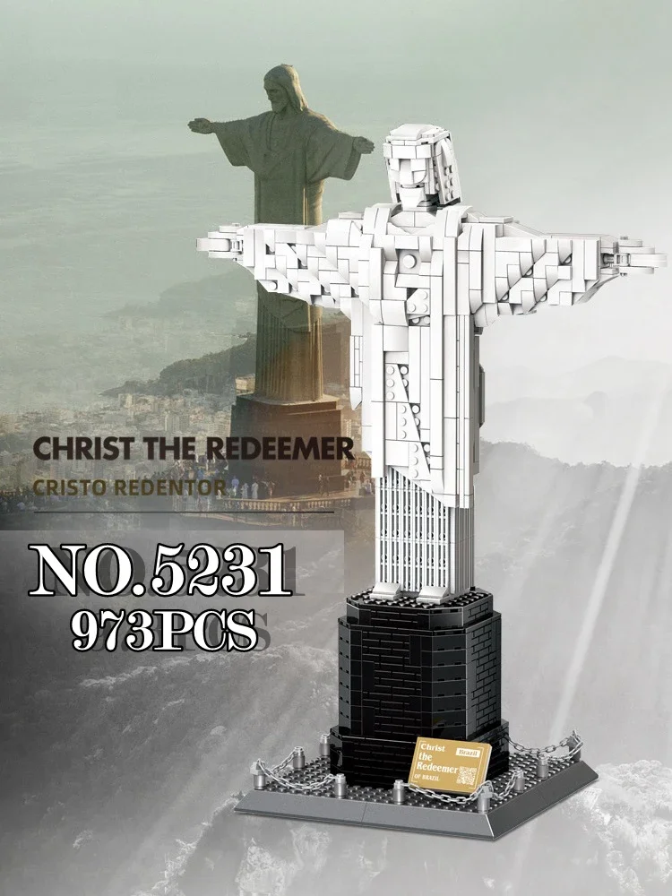 Blocks Model Architecture Brazil Landmark Cristo Redentor Building Bricks Juguetes Kids History Educational Toys for Adults Gift