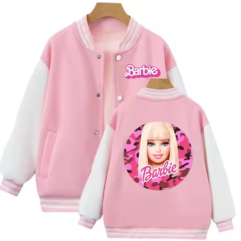 Kawaii Barbies Hoodie Kids Clothes Clothes Girls Baseball Uniform Thick Coat Ages 2-14 Kids Warm Sonic Pokemoned Jacket Tops