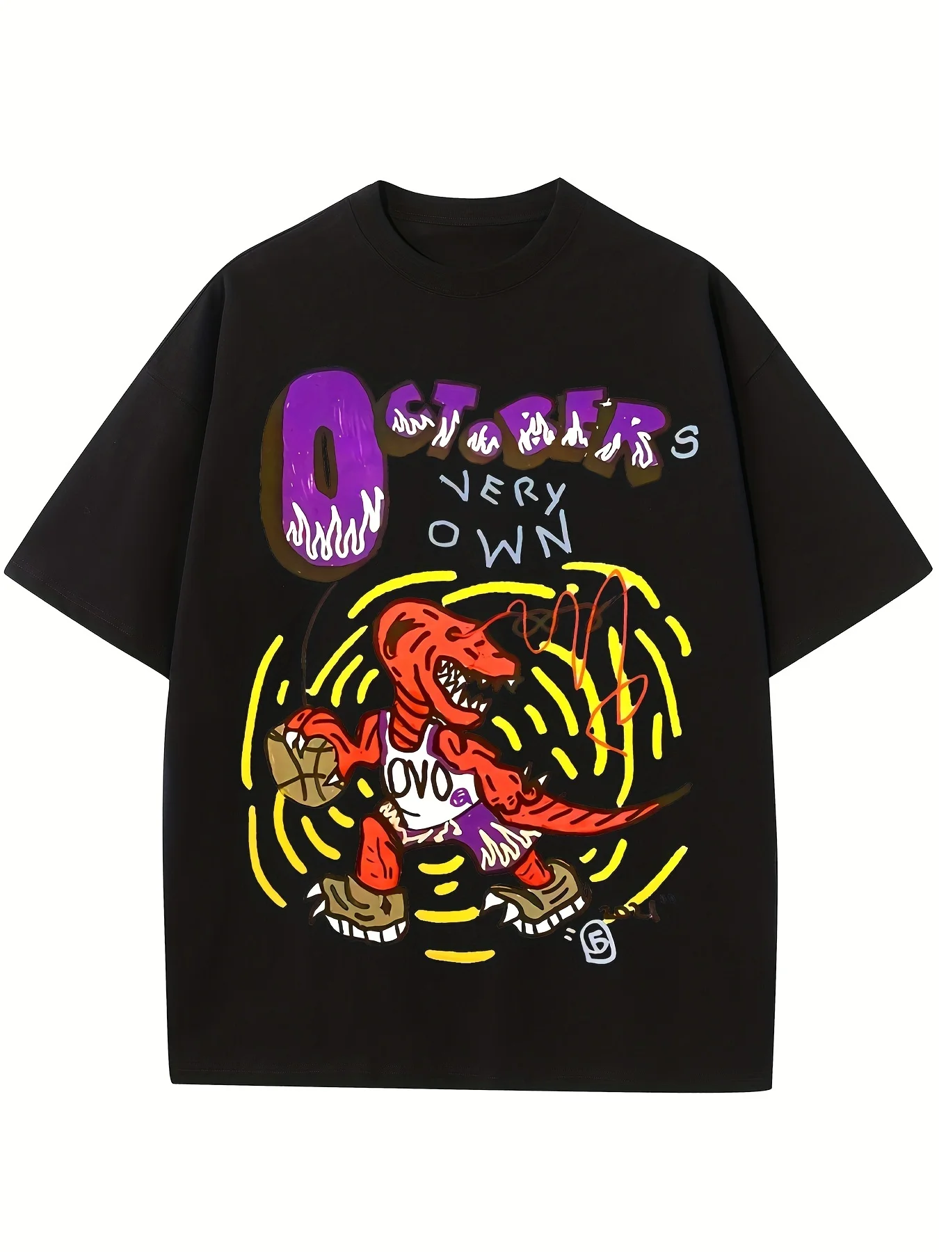 

2025 basketball team dinosaur round-neck T-shirt casual cotton T-shirt short-sleeved top men's and women's summer clothing