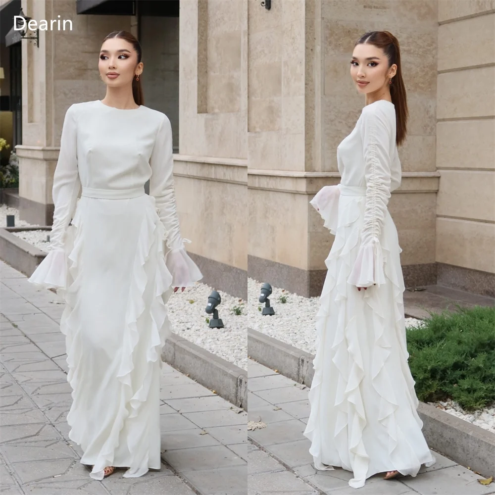 

Customized Prom Gown Women Evening Dearin Scoop Neckline A-line Floor Length Skirts Layered Contoured Bespoke Occasion Dresses F