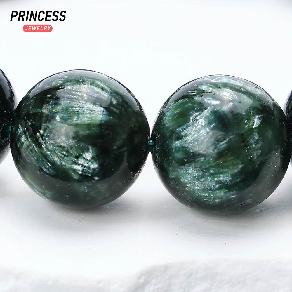 100% Natural A+ Seraphinite Beads Elastic Bracelet for Jewelry Gift Or Jewelry Making Necklace Pendant