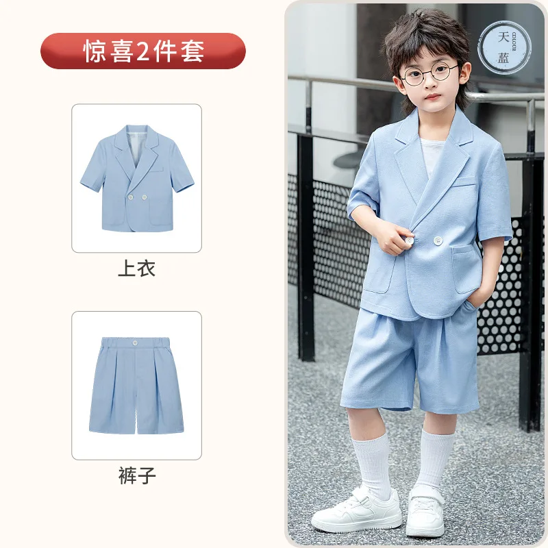 2026 new summer Baby Boys Clothes Set short sleeve Gentleman Top jacket cardigan + Pants Outfits Suit Teenager 2 4 8 10 12 year