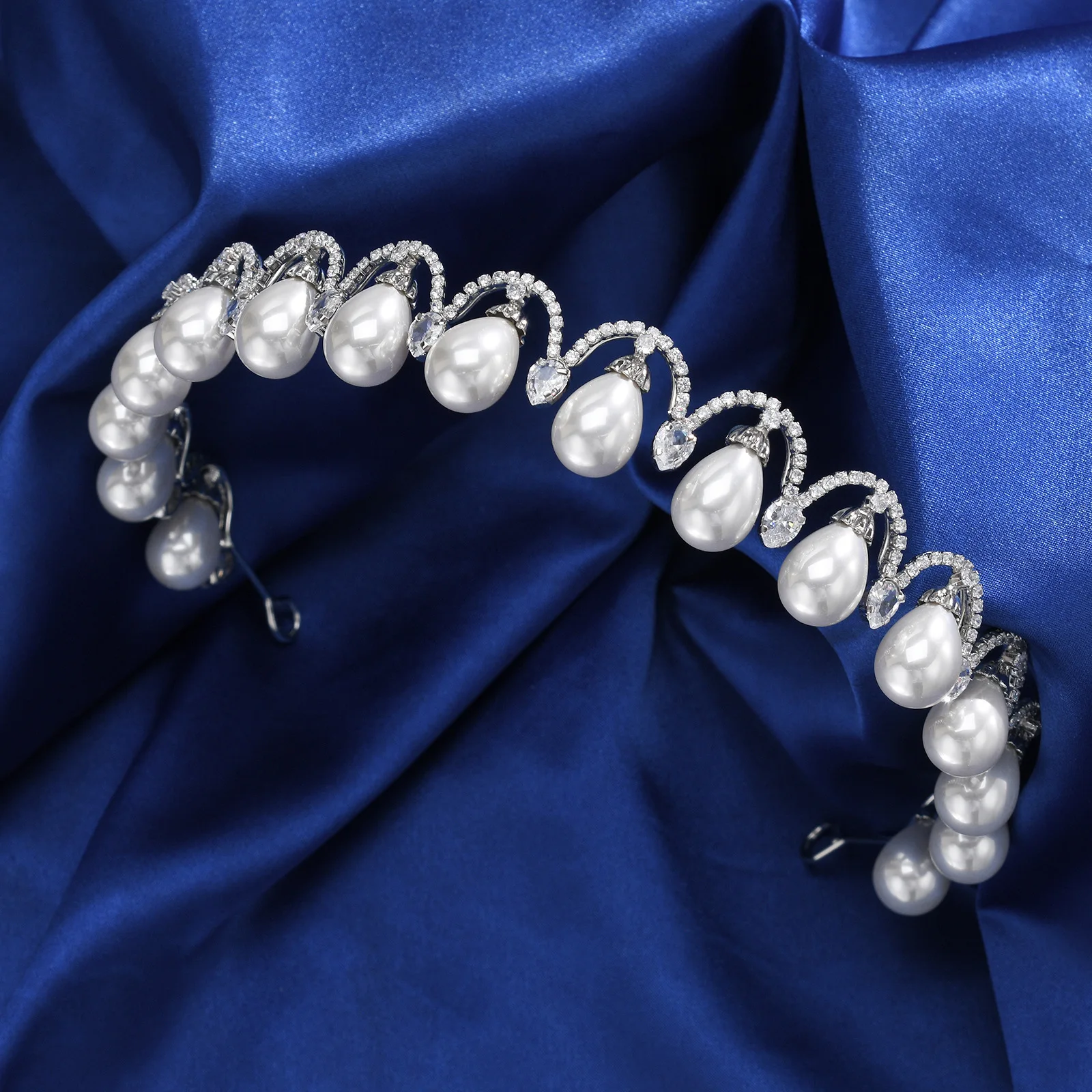 Luxury Pearl Bridal Headband Tiara For Wedding Headdress Zirconia Queen Crowns Tiaras For Women Prom Wedding Bride Hair Jewelry