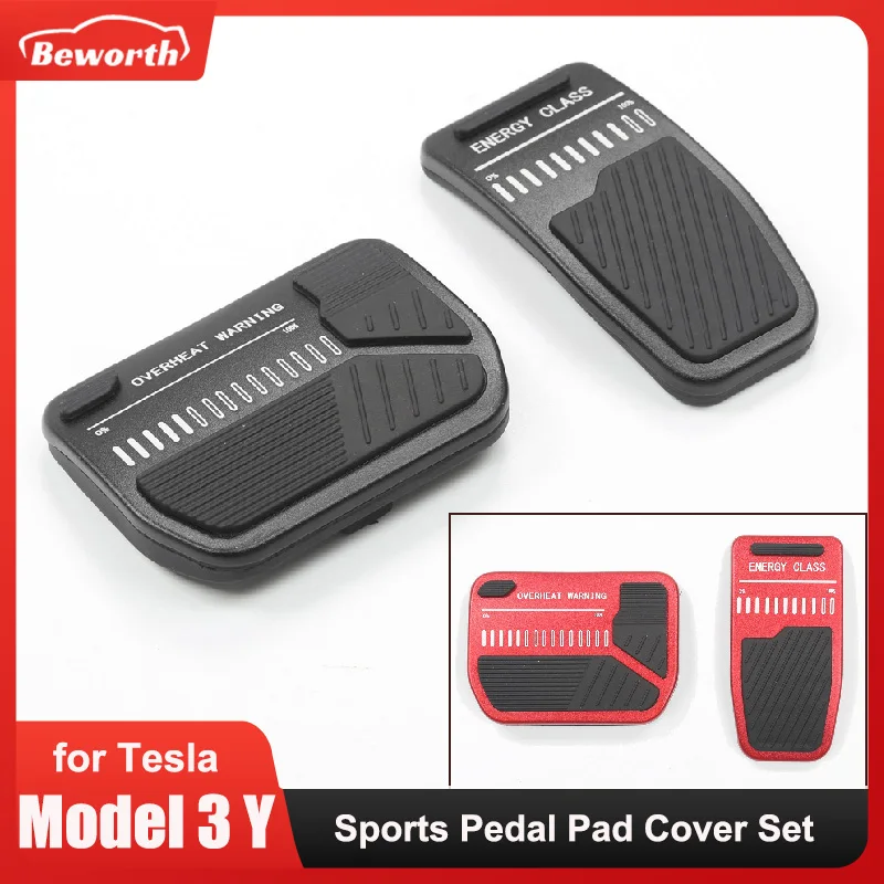 Foot Pedal Pad Cover for Tesla Model 3 Y 2023 New Design Brake Rest Sport Energy Alloy Silcone Non-Slip Performance Accelerator