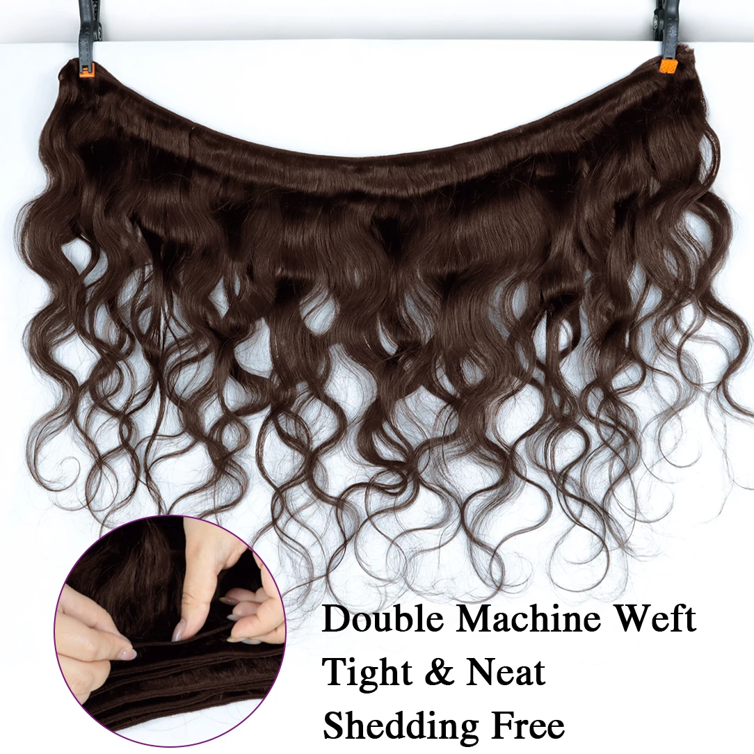 Brown Bundles Body Wave Chocolate Brown Bundles Brazilian Remy Hair Bundles Weave Extension For Black Women Color #4 1/3 Bundles