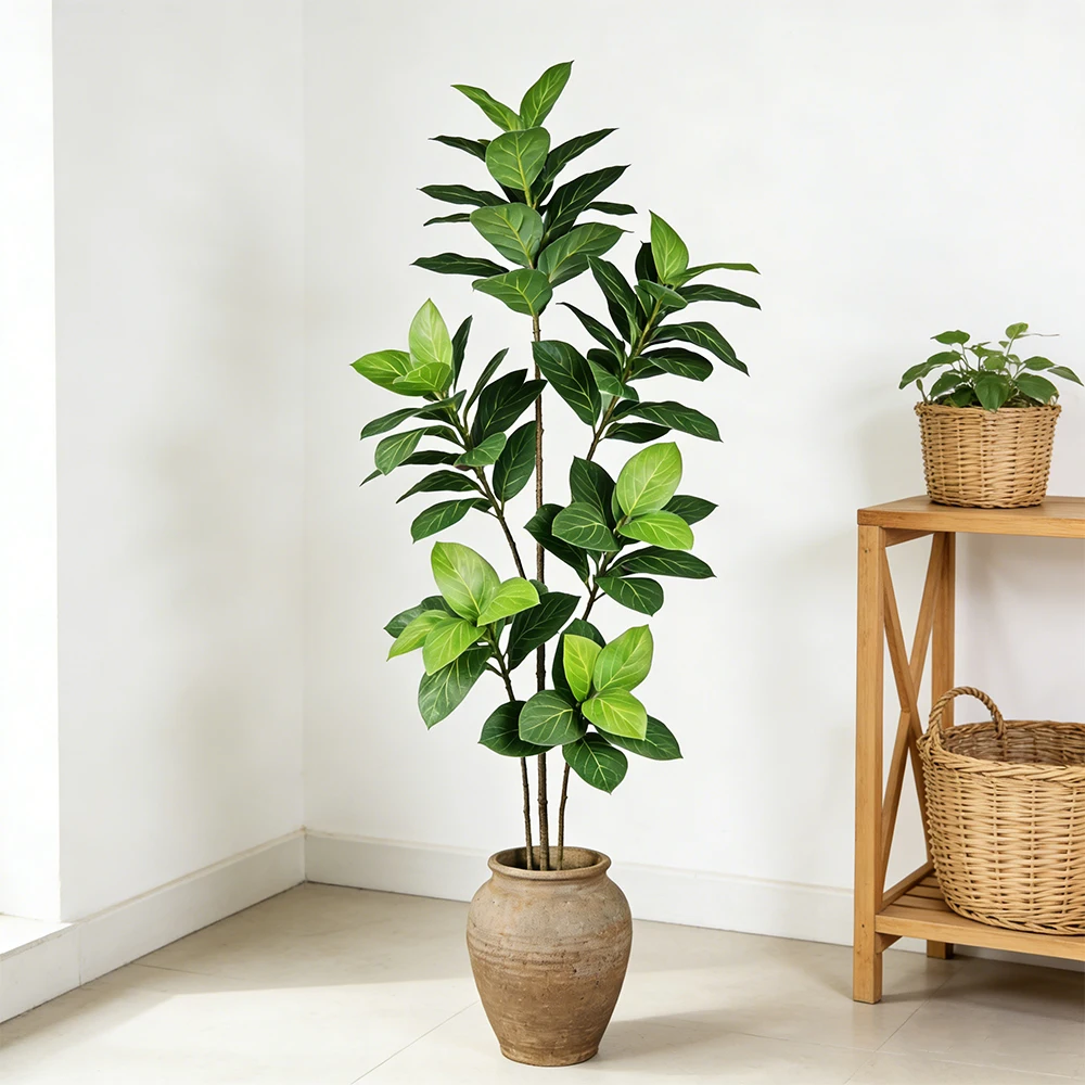 70-130 cm große künstliche Ficus-Pflanzen, künstlicher Maulbeerbaum, tropische Eichenblätter, künstliche Ficus-Plastikpflanzen für Haus- und Gartendekoration – Detail 5
