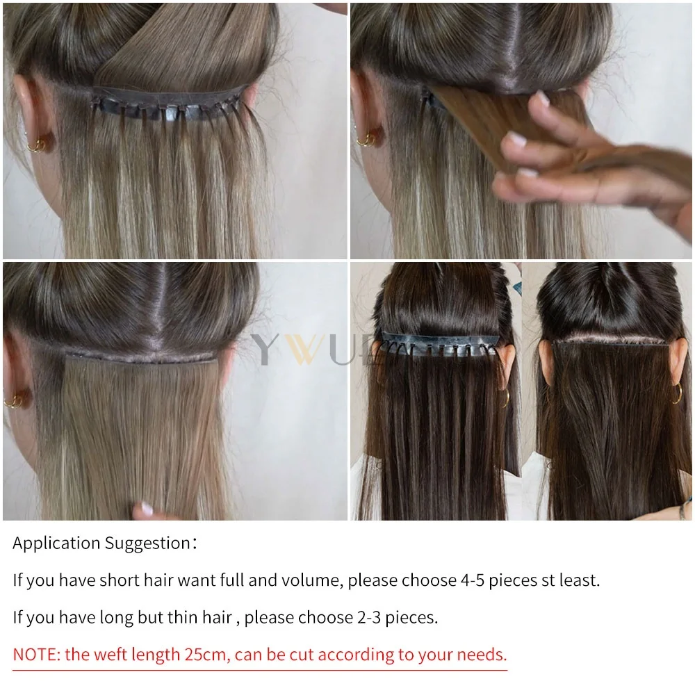 حقن مزدوج XO ثقب لحمة شعر الإنسان غير مرئية التوأم علامات التبويب بولي لحمة لحمة شعر بشري حقيقي مايكرو حلقة XO لحمة حزم الشعر 40-50 جرام #5