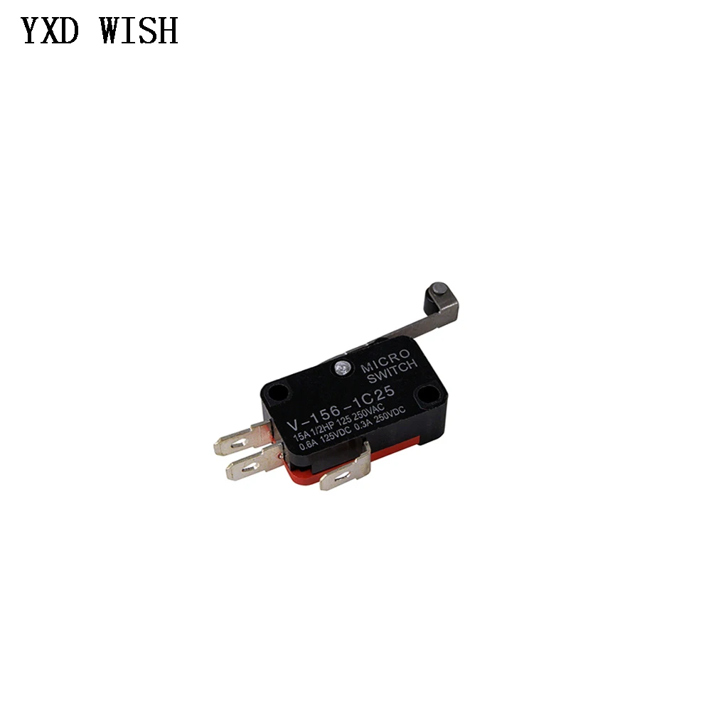 10pcs Durable Micro Limit Switch V-156-1C25 Long Hinge Roller Momentary SPDT Snap Action Microswitch Stroke Limit Switch