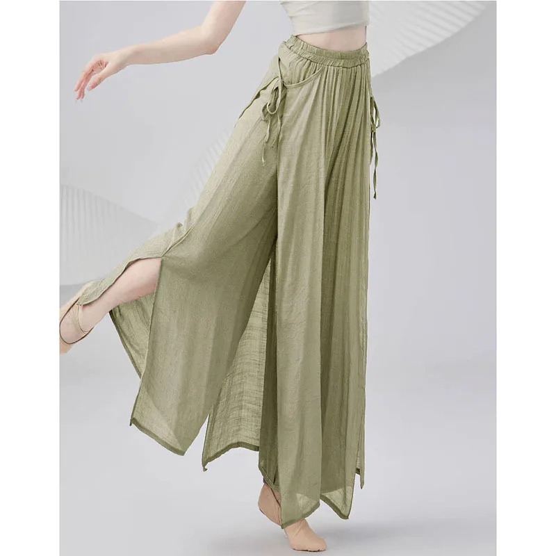 Klassischer Tanzanzug, weiblicher Körper, Reim, eleganter chinesischer Stil, modernes Tanz-Performance-Kostüm für Erwachsene, Schnürhose mit weitem Bein