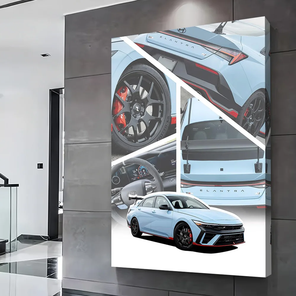 Sports Elantra N Performance Car Printing Poster Custom Pictures Wall Art Canvas Painting Gift for Decorative Picture Wand Deko