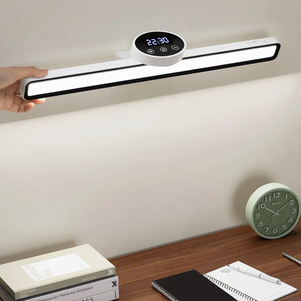 Eye Caring LED Desk Lamp Rechargeable Magnetic Reading Light With Clock Dimmable Night Lamp For Student Bedroom Study Desk